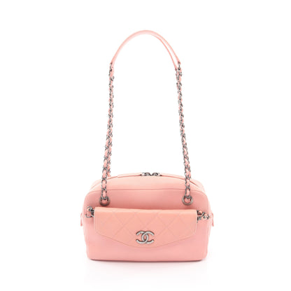 マトラッセ カメラバッグ チェーンショルダーバッグ キャビアスキン ピンク アンティークシルバー金具 シャネル バッグ CHANEL