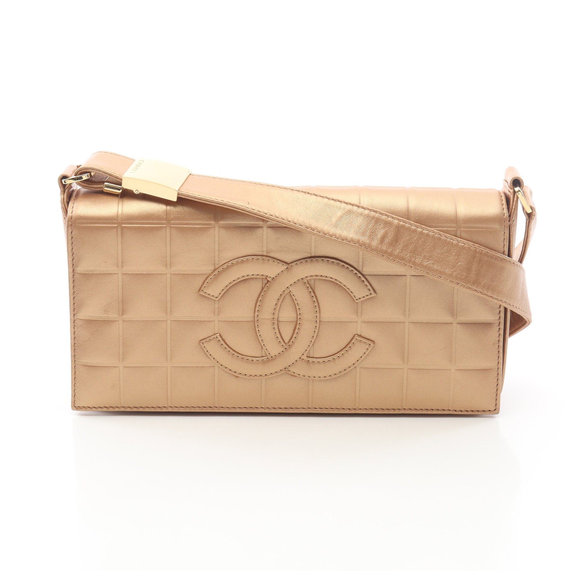 チョコバー ワンショルダーバッグ レザー シャンパンゴールド ゴールド金具 シャネル バッグ CHANEL