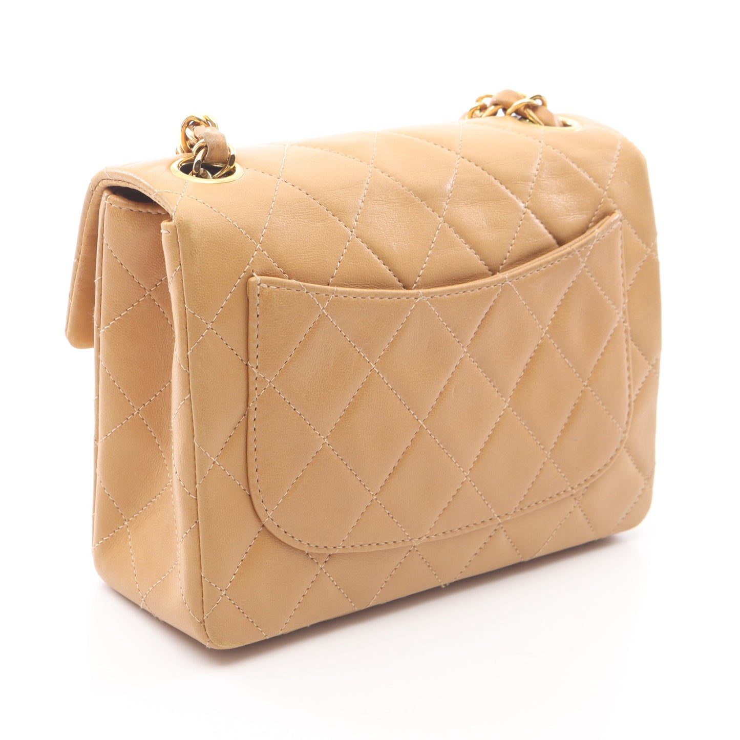 ミニマトラッセ チェーンショルダーバッグ ラムスキン ベージュ ゴールド金具 シャネル バッグ CHANEL