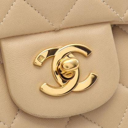 マトラッセ Wフラップ Wチェーンショルダーバッグ ラムスキン ベージュ ゴールド金具 シャネル バッグ CHANEL