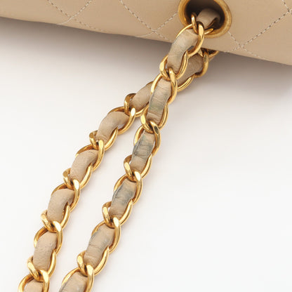マトラッセ Wフラップ Wチェーンショルダーバッグ ラムスキン ベージュ ゴールド金具 シャネル バッグ CHANEL