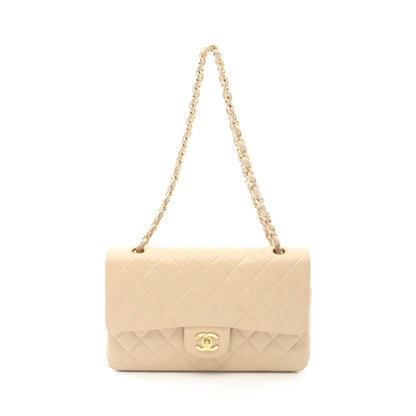 マトラッセ Wフラップ Wチェーンショルダーバッグ ラムスキン ベージュ ゴールド金具 シャネル バッグ CHANEL