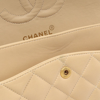 マトラッセ Wフラップ Wチェーンショルダーバッグ ラムスキン ベージュ ゴールド金具 シャネル バッグ CHANEL