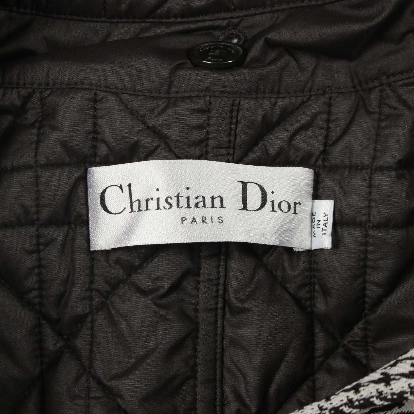 BEE刺繍 ジャケット 千鳥格子 ウール ブラック ホワイト クリスチャンディオール アウター Christian Dior