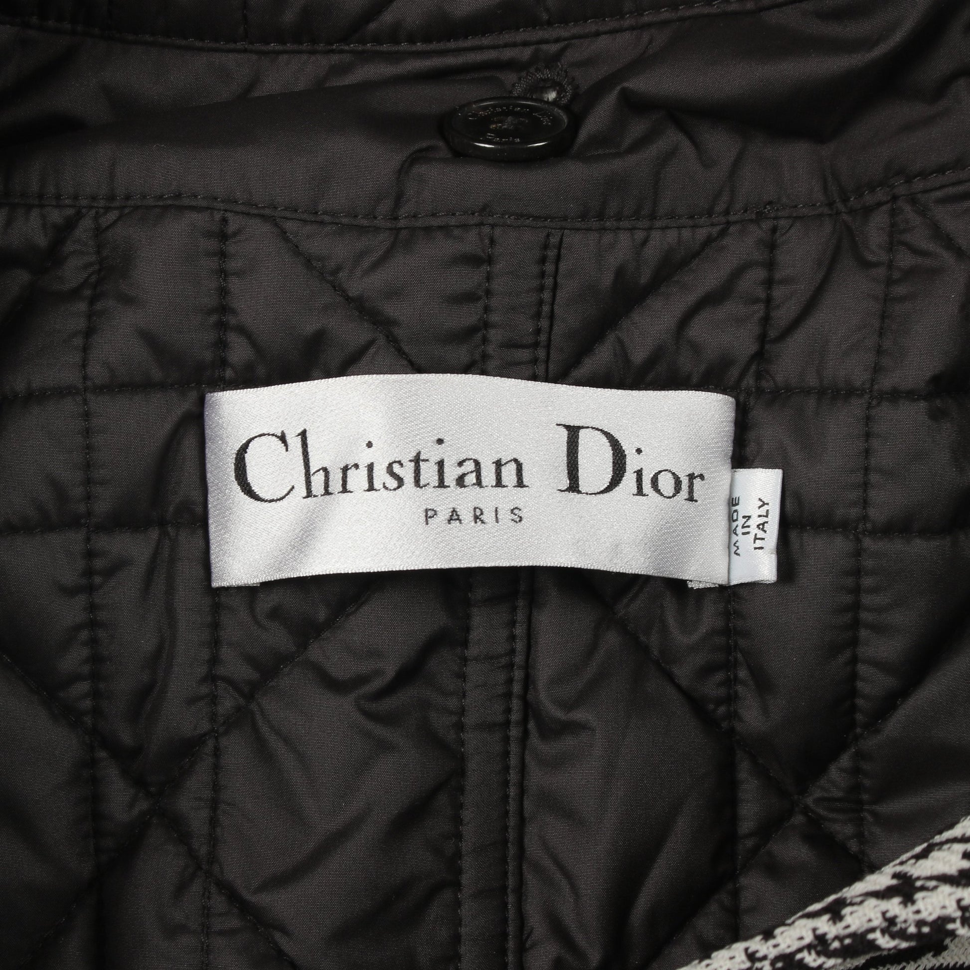 BEE刺繍 ジャケット 千鳥格子 ウール ブラック ホワイト クリスチャンディオール アウター Christian Dior