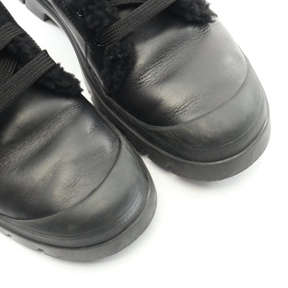 ウォーキー ヴィヴ レザー レースアップ ブーツ レザー ムートン ブラック ロジェヴィヴィエ シューズ Roger Vivier