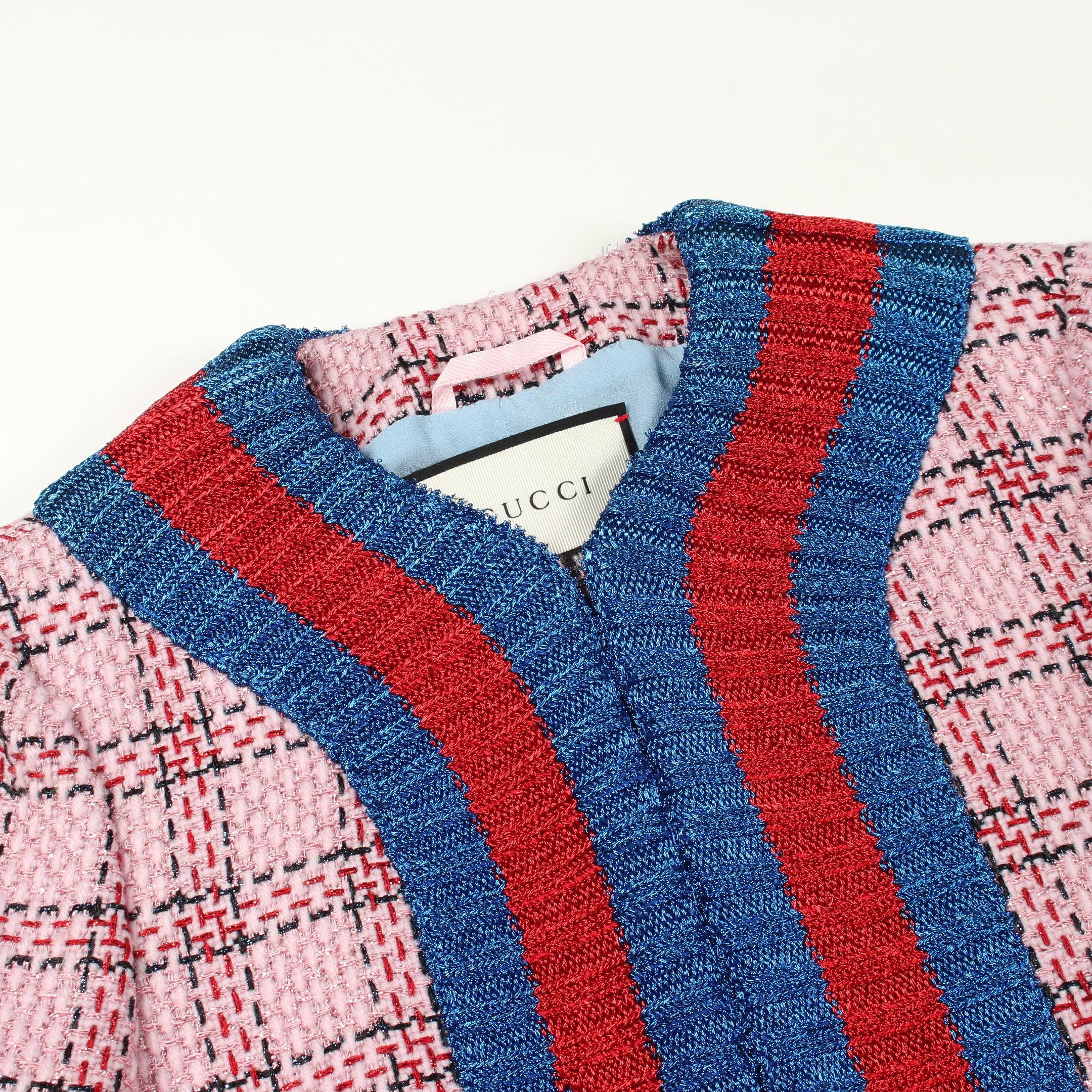 GUCCI ノーカラージャケット36 ネイビー レッド 名作 高級 レディース GUCCI ノーカラージャケット36 ネイビー レッド 名作 高級 レディース