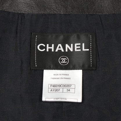 ココマーク フェイクパールボタン レザージャケット レザー ブラック シャネル アウター CHANEL