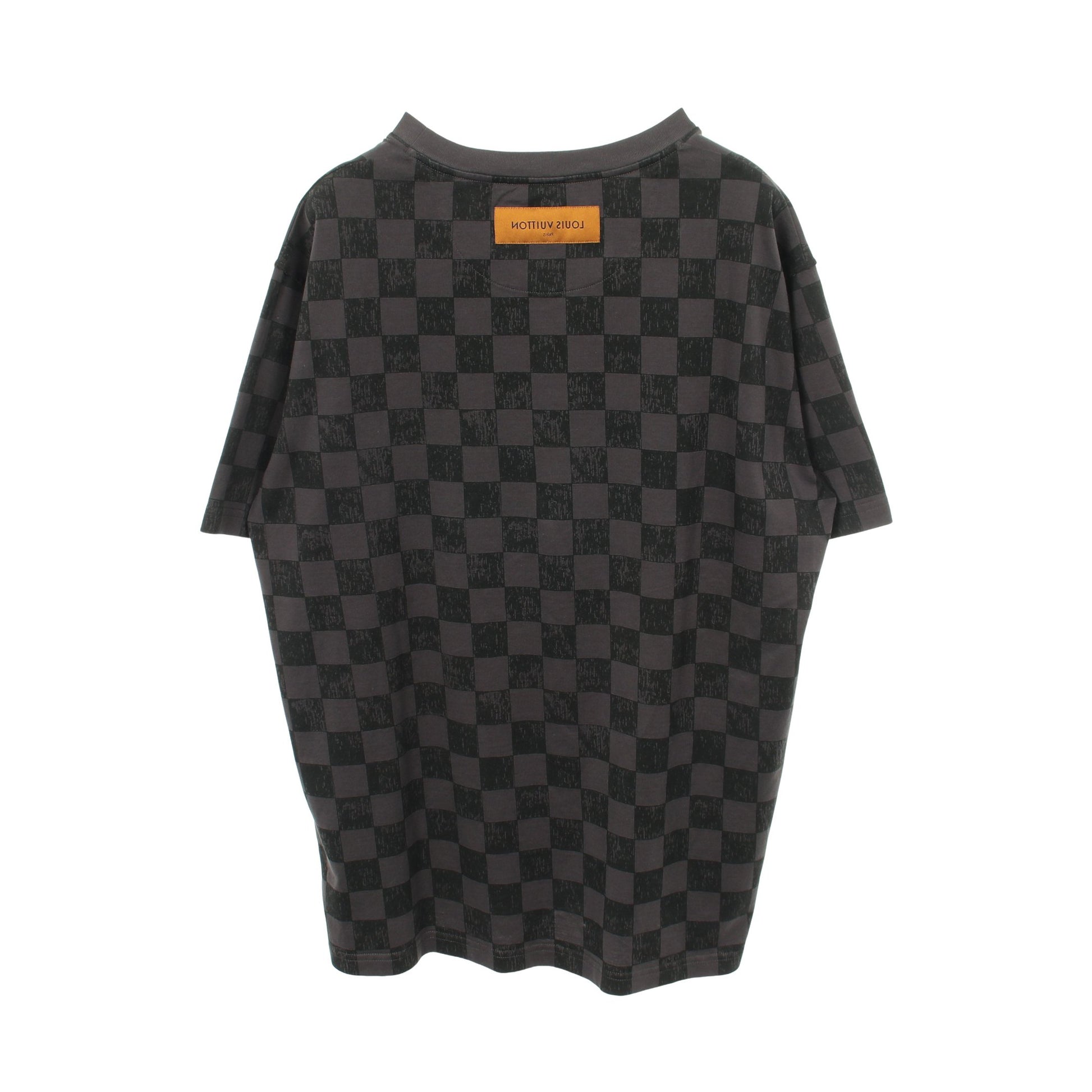ダミエ 半袖Tシャツ クルーネック コットン ダークグレー ルイヴィトン トップス LOUIS VUITTON