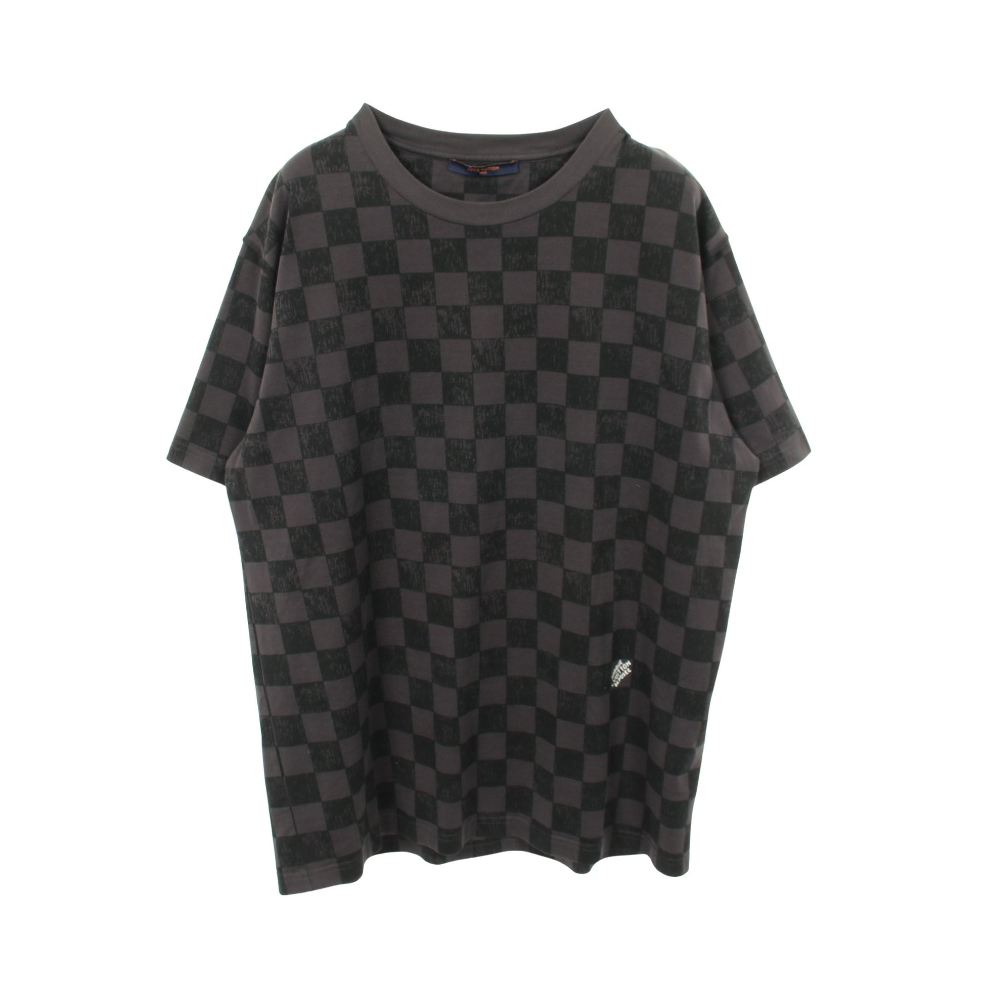 ダミエ 半袖Tシャツ クルーネック コットン ダークグレー ルイヴィトン トップス LOUIS VUITTON