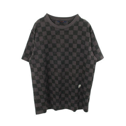 ダミエ 半袖Tシャツ クルーネック コットン ダークグレー ルイヴィトン トップス LOUIS VUITTON