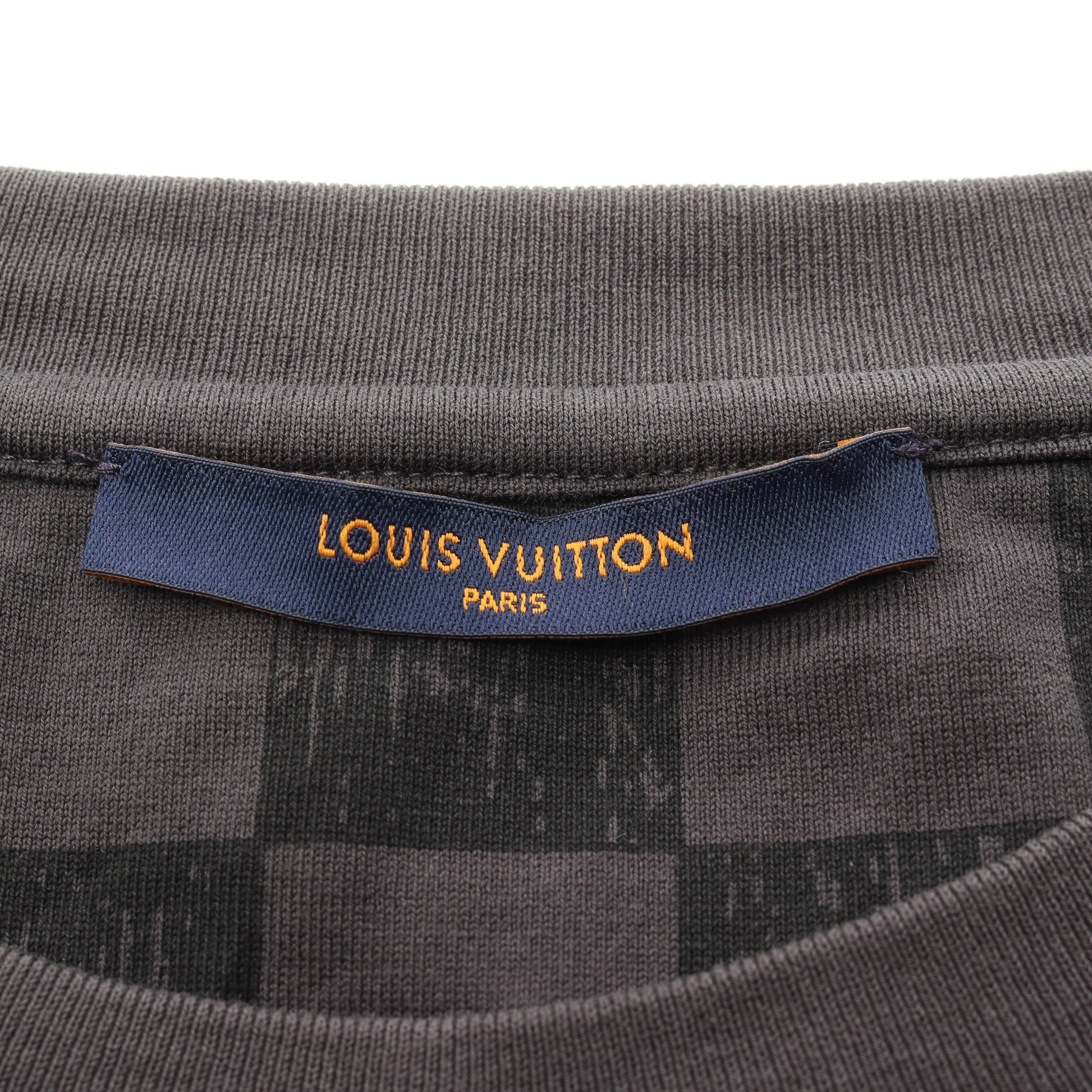 ダミエ 半袖Tシャツ クルーネック コットン ダークグレー ルイヴィトン トップス LOUIS VUITTON