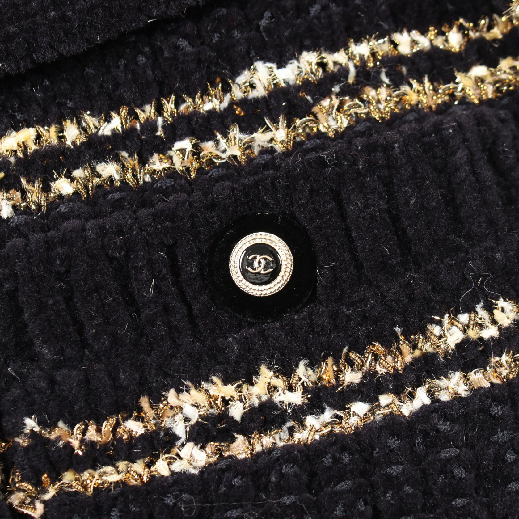 ココマークボタン ニット コート ボーダー ウール ポリエステル ネイビー オフホワイト ゴールド シャネル アウター CHANEL
