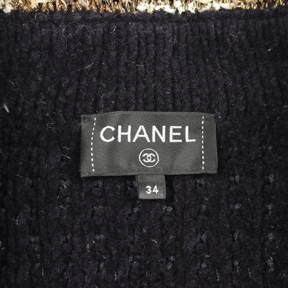 ココマークボタン ニット コート ボーダー ウール ポリエステル ネイビー オフホワイト ゴールド シャネル アウター CHANEL