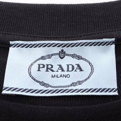 クロップド 半袖Tシャツ クルーネック コットン ブラック ポケット付き プラダ トップス PRADA