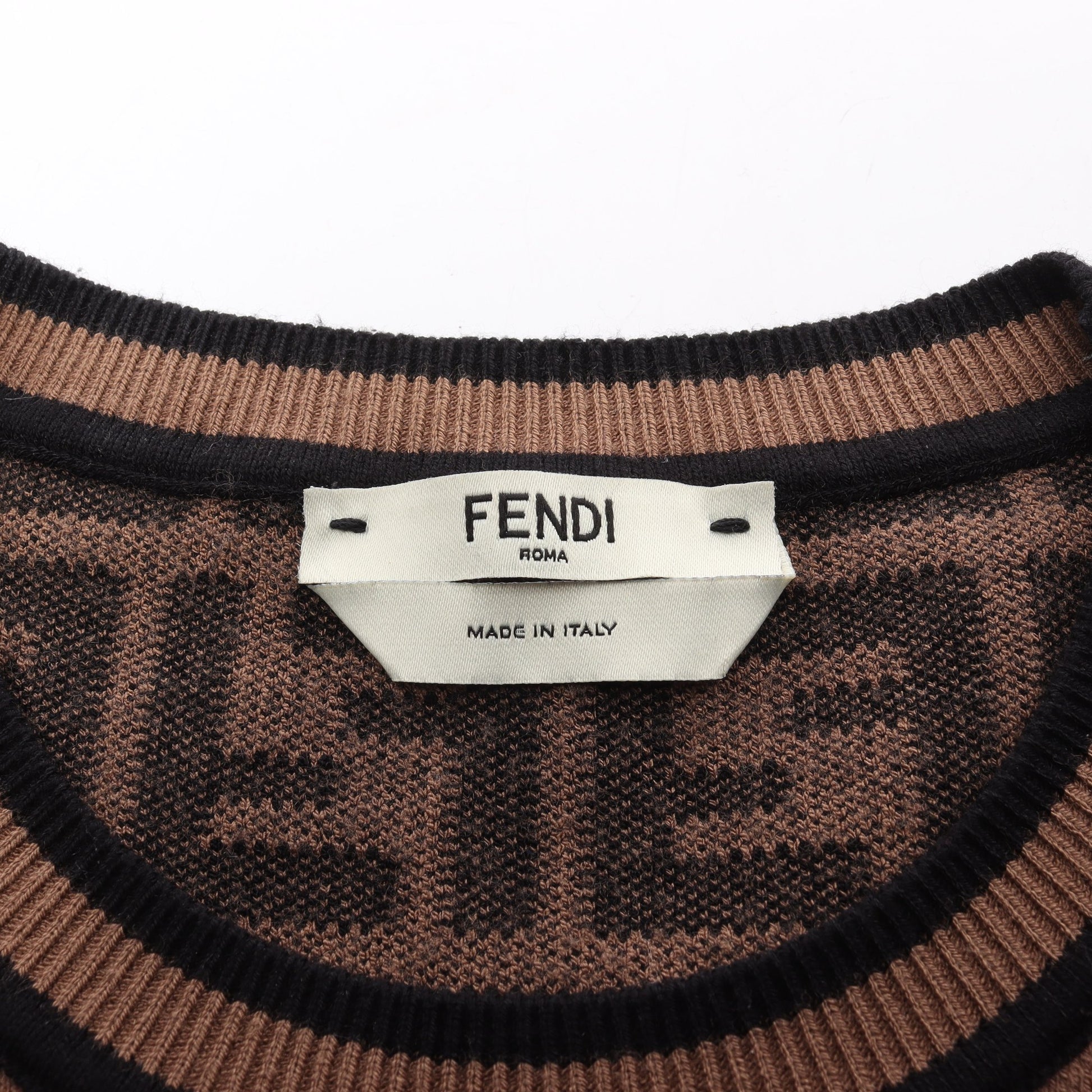 ズッカ ニット クルーネック 半袖 レーヨン ブラウン ブラック フェンディ トップス FENDI