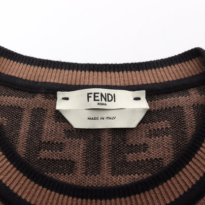 ズッカ ニット クルーネック 半袖 レーヨン ブラウン ブラック フェンディ トップス FENDI