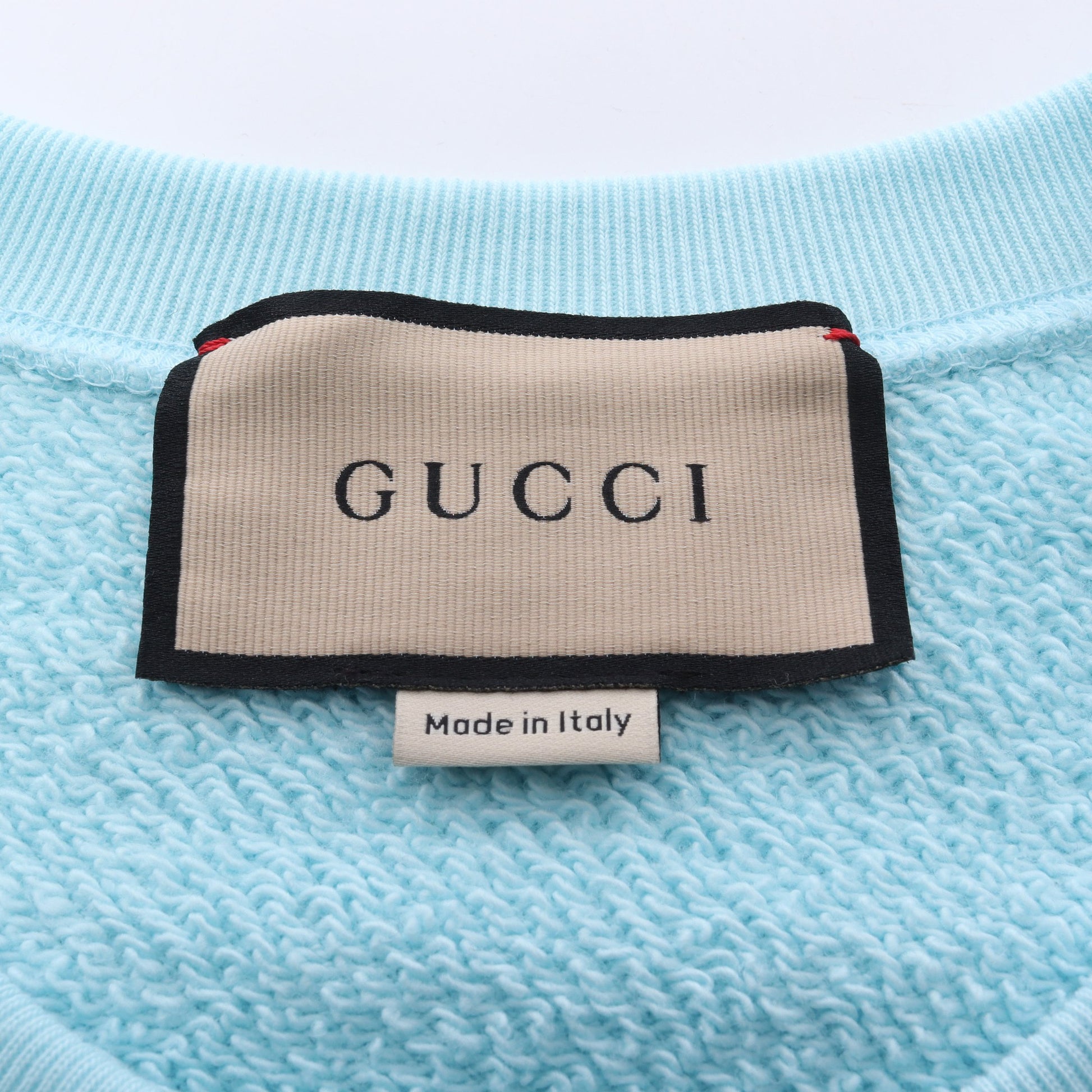 GUCCI × ばなにゃ スウェットシャツ クルーネック コットン ライトブルー マルチカラー スパンコール グッチ トップス GUCCI