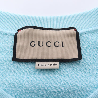 GUCCI × ばなにゃ スウェットシャツ クルーネック コットン ライトブルー マルチカラー スパンコール グッチ トップス GUCCI