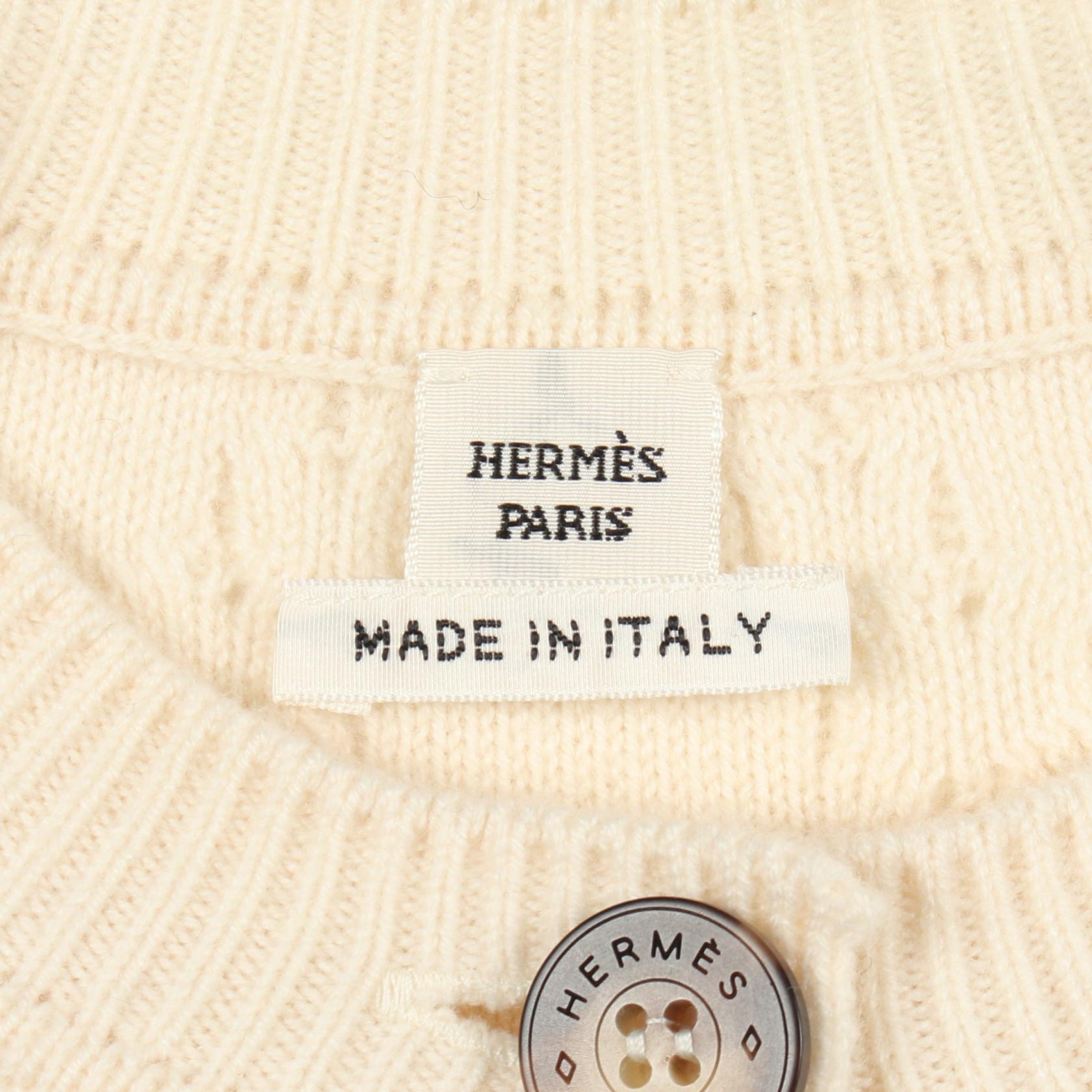 LA PROMENADE DU MATIN ケーブルニット カーディガン ウール カシミヤ アイボリー エルメス トップス HERMES