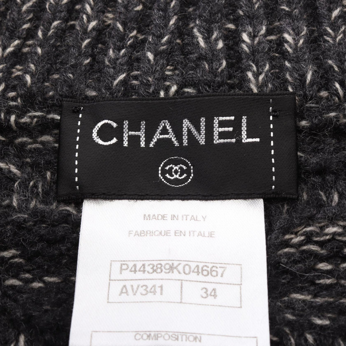 ココマークボタン ニット コート カシミヤ ダークグレー ホワイト シャネル アウター CHANEL