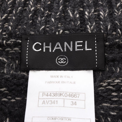 ココマークボタン ニット コート カシミヤ ダークグレー ホワイト シャネル アウター CHANEL