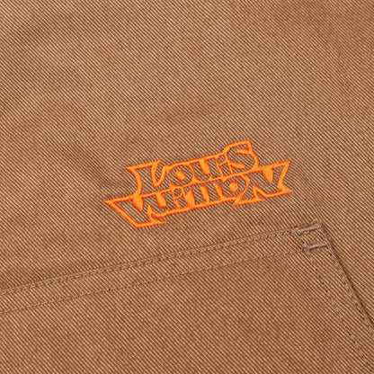 フーデットパテットデニムブルゾン ジャケット コットン ブラウン オレンジ フード付き 中綿 ルイヴィトン アウター LOUIS VUITTON