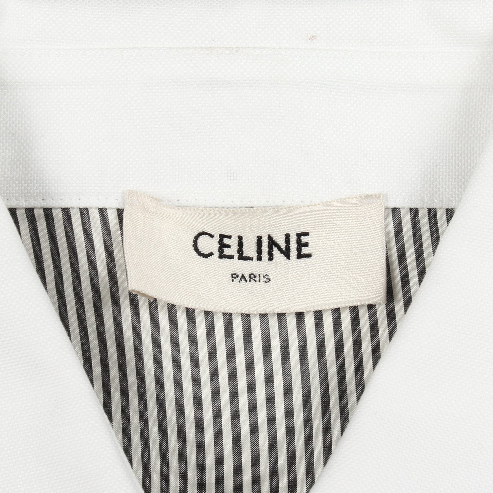 トリオンフ刺繍 シャツ ストライプ シルク コットン ダークグレー オフホワイト セリーヌ トップス CELINE