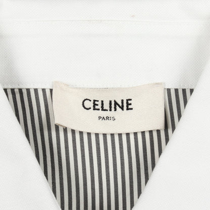 トリオンフ刺繍 シャツ ストライプ シルク コットン ダークグレー オフホワイト セリーヌ トップス CELINE