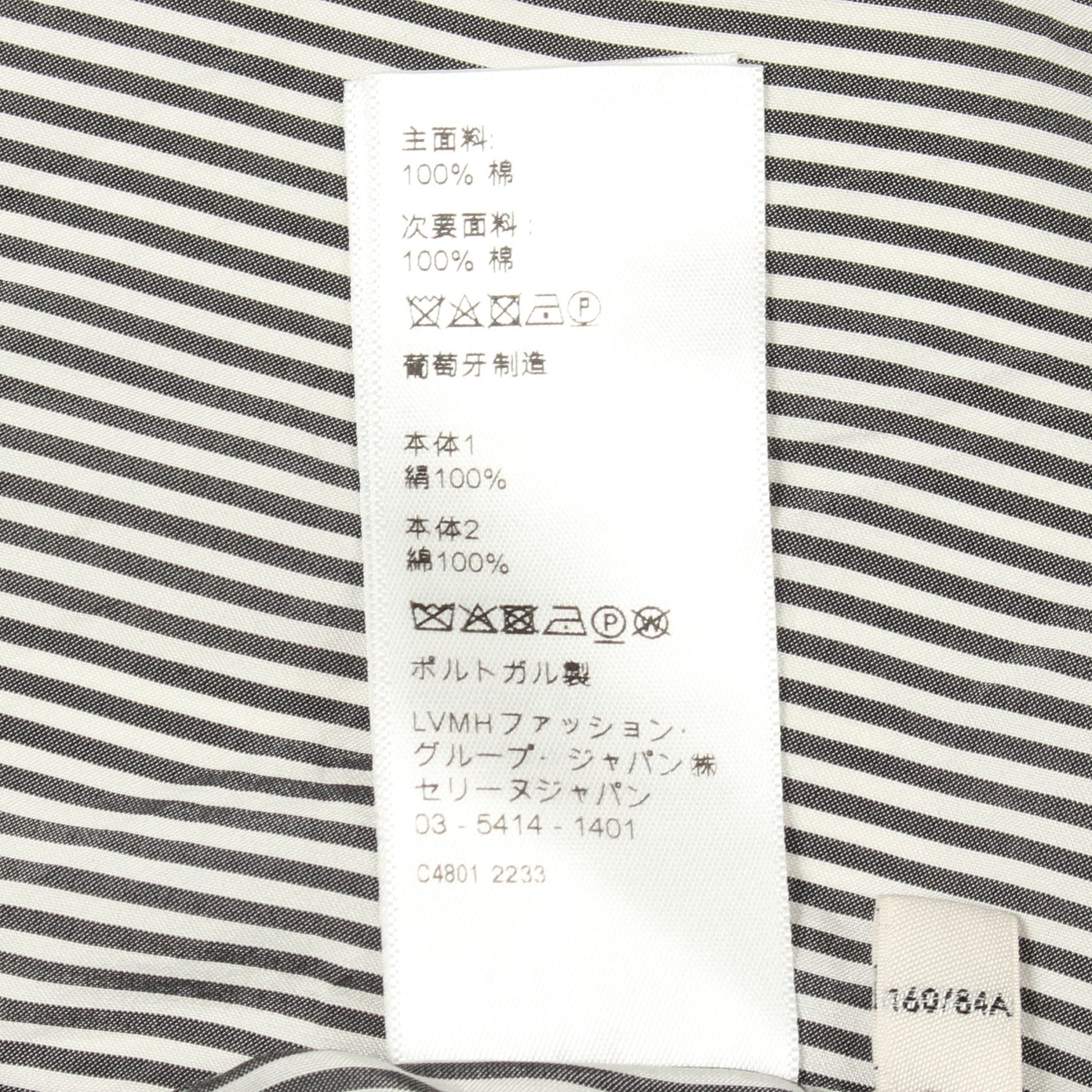 トリオンフ刺繍 シャツ ストライプ シルク コットン ダークグレー オフホワイト セリーヌ トップス CELINE