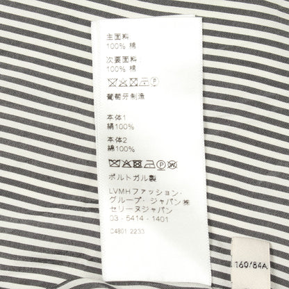 トリオンフ刺繍 シャツ ストライプ シルク コットン ダークグレー オフホワイト セリーヌ トップス CELINE