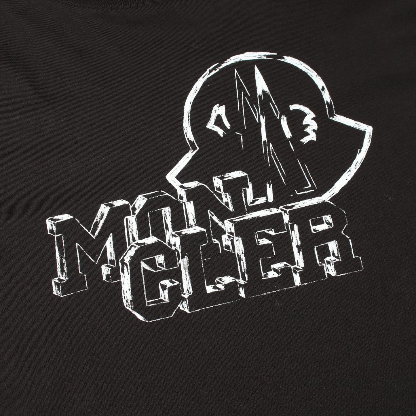 長袖Tシャツ クルーネック ロゴプリント コットン ブラック モンクレール トップス MONCLER