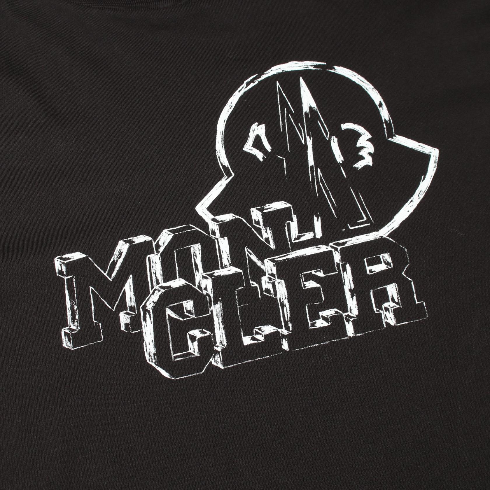 長袖Tシャツ クルーネック ロゴプリント コットン ブラック モンクレール トップス MONCLER