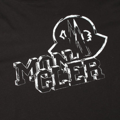 長袖Tシャツ クルーネック ロゴプリント コットン ブラック モンクレール トップス MONCLER