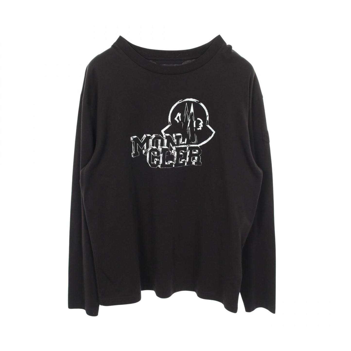長袖Tシャツ クルーネック ロゴプリント コットン ブラック モンクレール トップス MONCLER