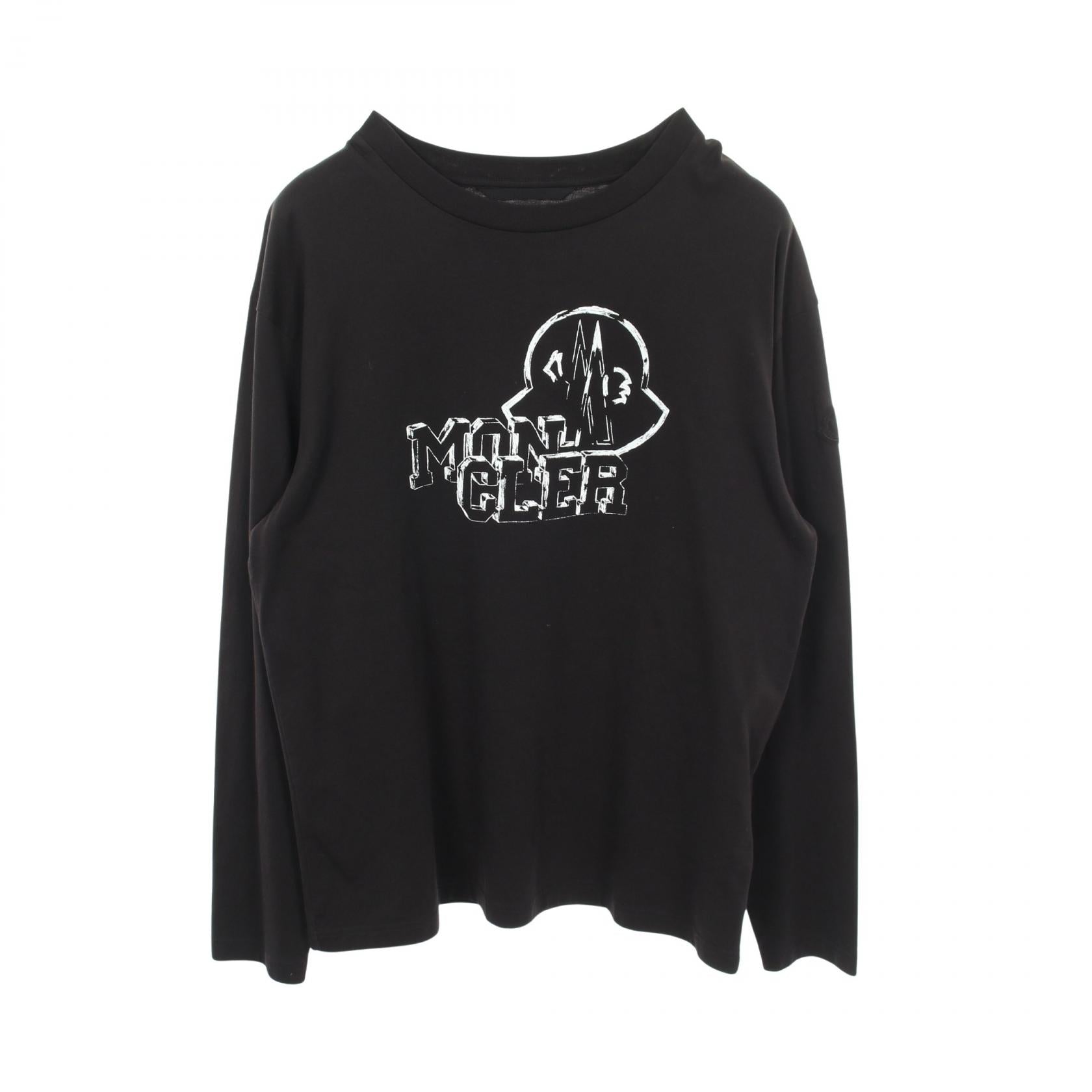 長袖Tシャツ クルーネック ロゴプリント コットン ブラック モンクレール トップス MONCLER
