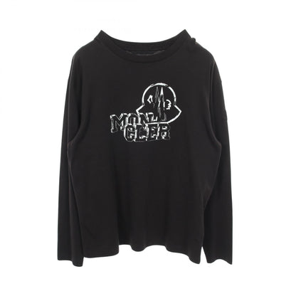 長袖Tシャツ クルーネック ロゴプリント コットン ブラック モンクレール トップス MONCLER