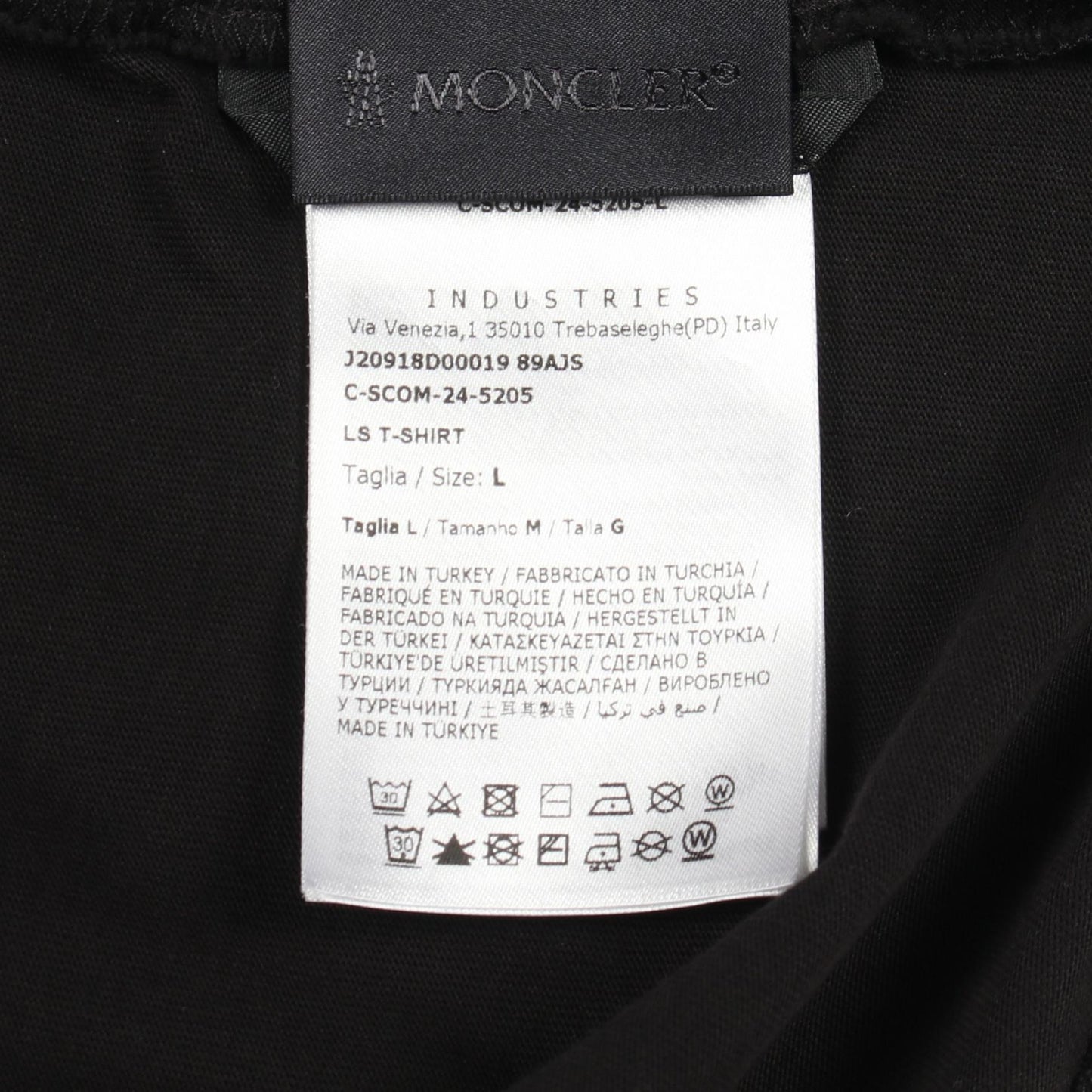 長袖Tシャツ クルーネック ロゴプリント コットン ブラック モンクレール トップス MONCLER