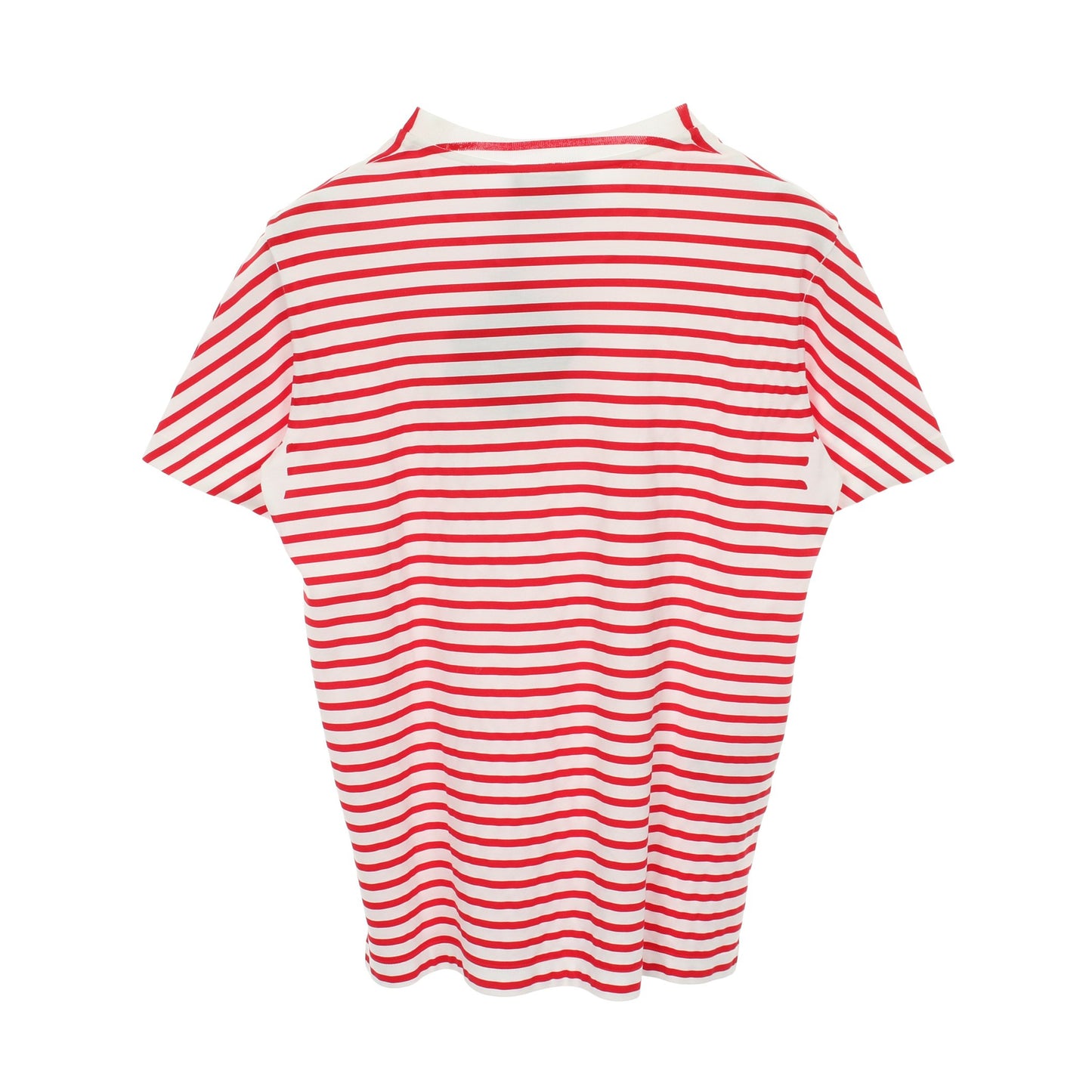 半袖Tシャツ クルーネック ロゴ ボーダー コットン ホワイト レッド プラダ トップス PRADA