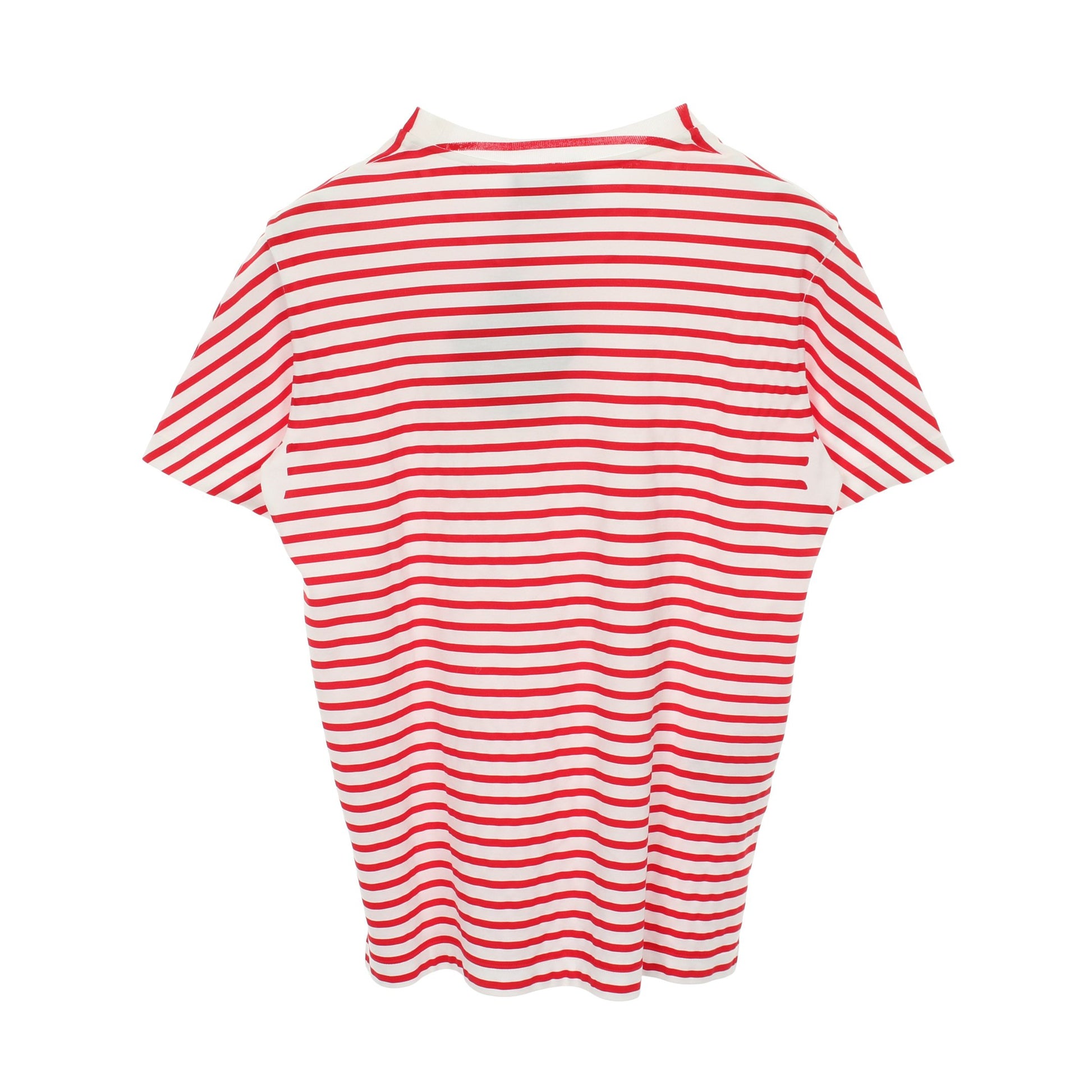 半袖Tシャツ クルーネック ロゴ ボーダー コットン ホワイト レッド プラダ トップス PRADA