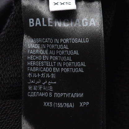 プルオーバーパーカー ロゴ コットン ブラック ダメージ加工 バレンシアガ トップス BALENCIAGA
