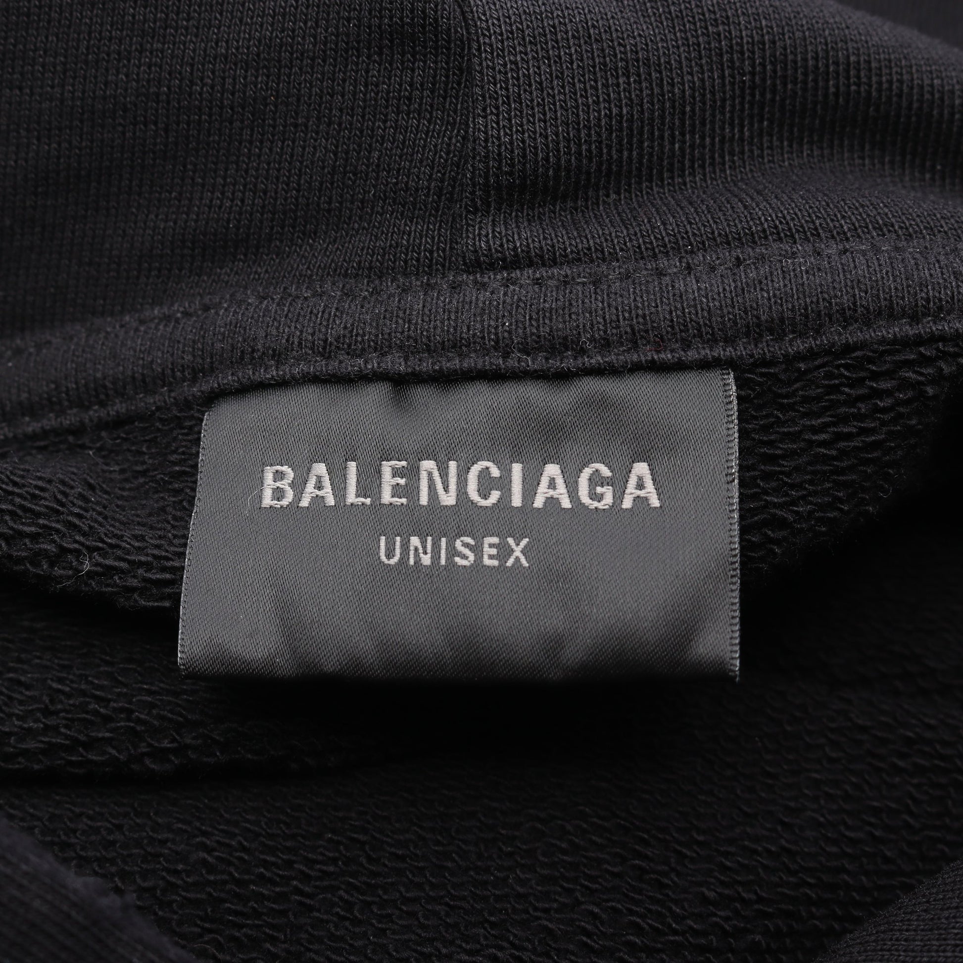 プルオーバーパーカー ロゴ コットン ブラック ダメージ加工 バレンシアガ トップス BALENCIAGA