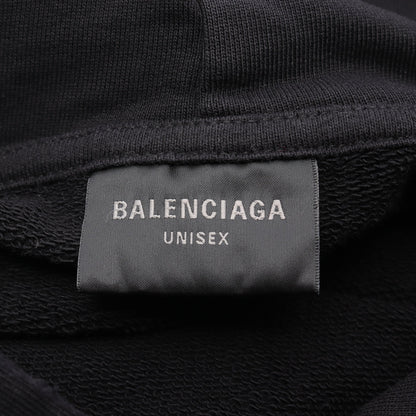 プルオーバーパーカー ロゴ コットン ブラック ダメージ加工 バレンシアガ トップス BALENCIAGA