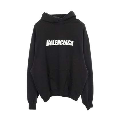 プルオーバーパーカー ロゴ コットン ブラック ダメージ加工 バレンシアガ トップス BALENCIAGA