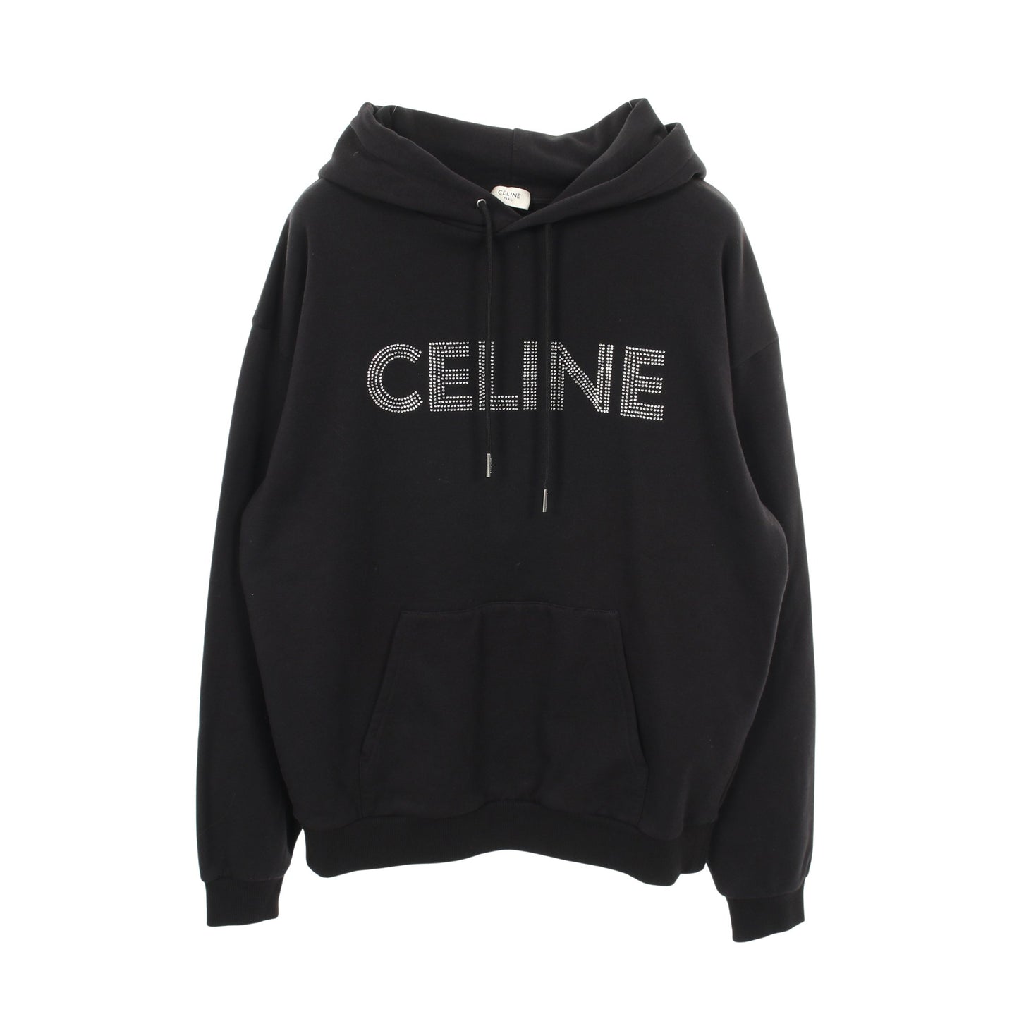 プルオーバーパーカー ロゴ コットン ブラック ラインストーン セリーヌ トップス CELINE