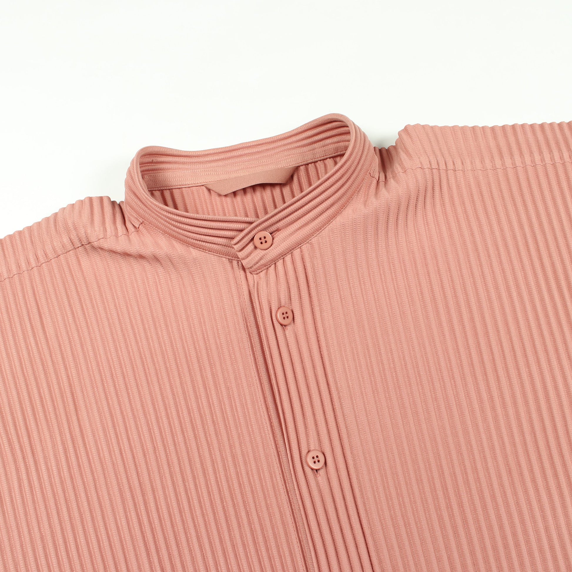 プリーツ シャツ スタンドカラー 長袖 ピンク オムプリッセイッセイミヤケ トップス HOMME PLISSE ISSEY MIYAKE