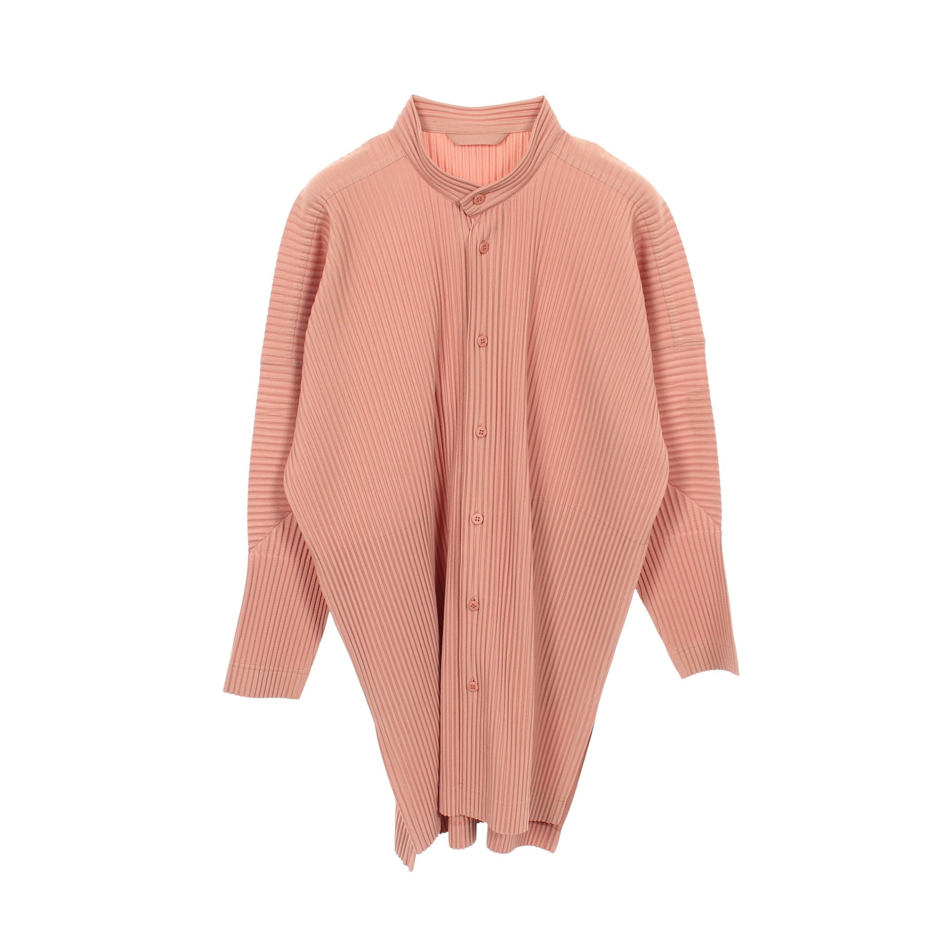 プリーツ シャツ スタンドカラー 長袖 ピンク オムプリッセイッセイミヤケ トップス HOMME PLISSE ISSEY MIYAKE