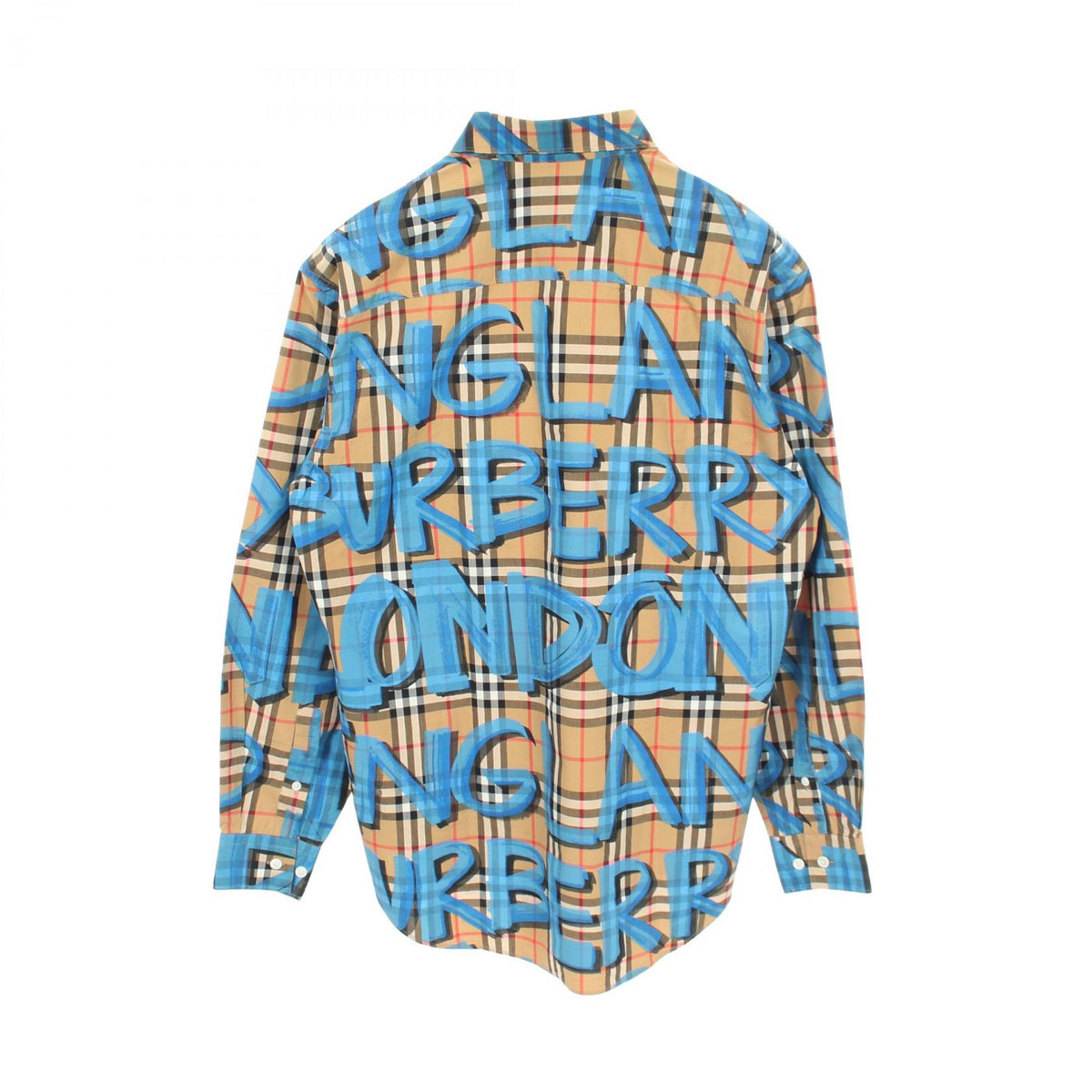 グラフィティ プリント ヴィンテージ ノバチェック シャツ コットン ベージュ ブルー マルチカラー バーバリー トップス BURBERRY