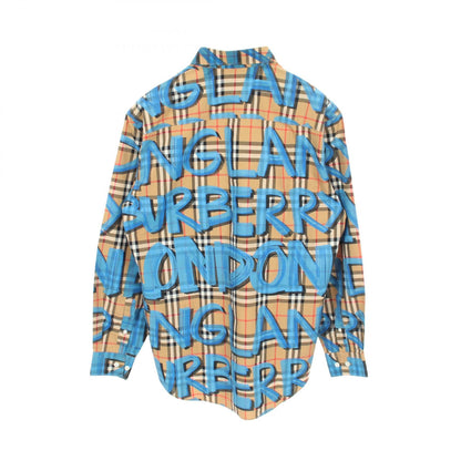 グラフィティ プリント ヴィンテージ ノバチェック シャツ コットン ベージュ ブルー マルチカラー バーバリー トップス BURBERRY