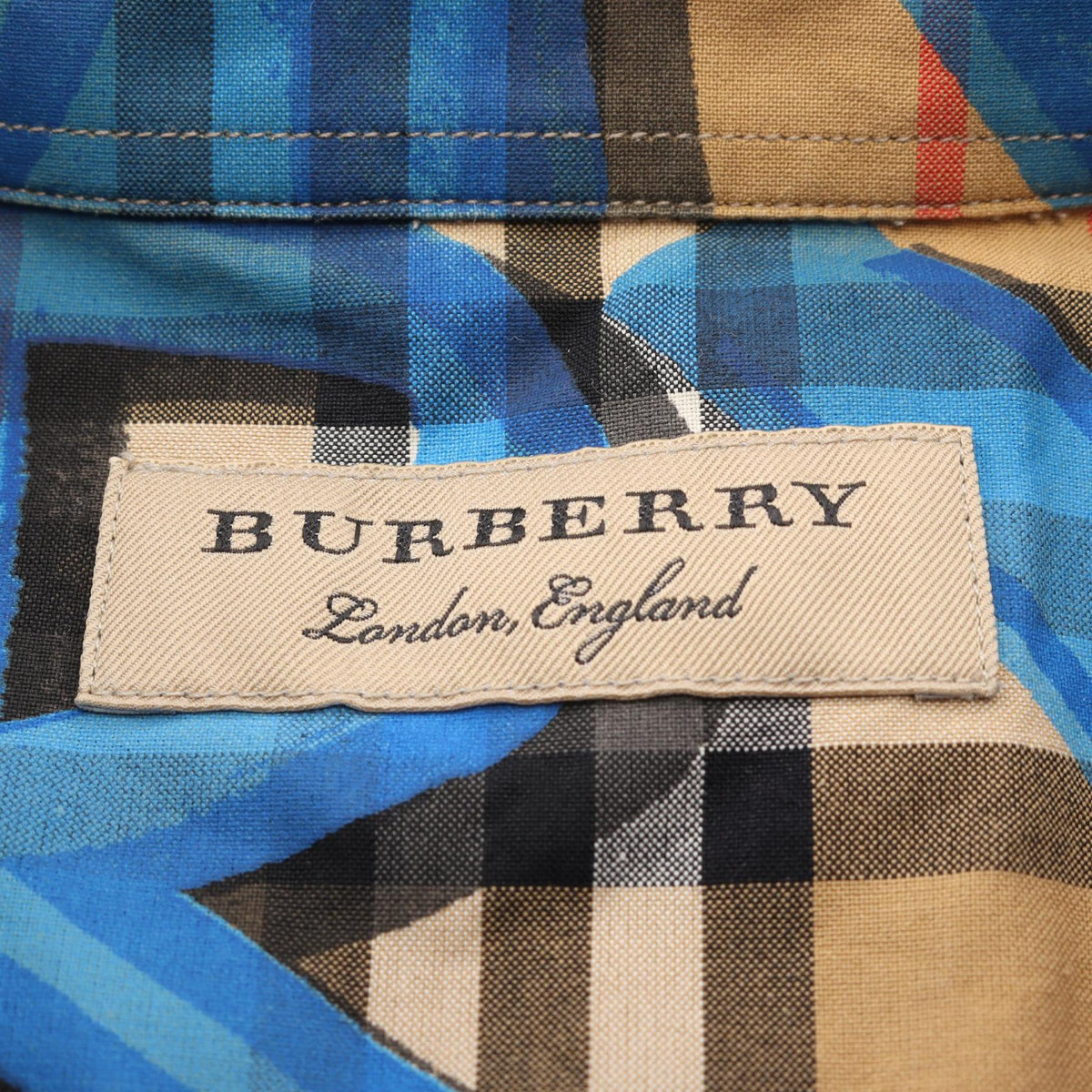 グラフィティ プリント ヴィンテージ ノバチェック シャツ コットン ベージュ ブルー マルチカラー バーバリー トップス BURBERRY